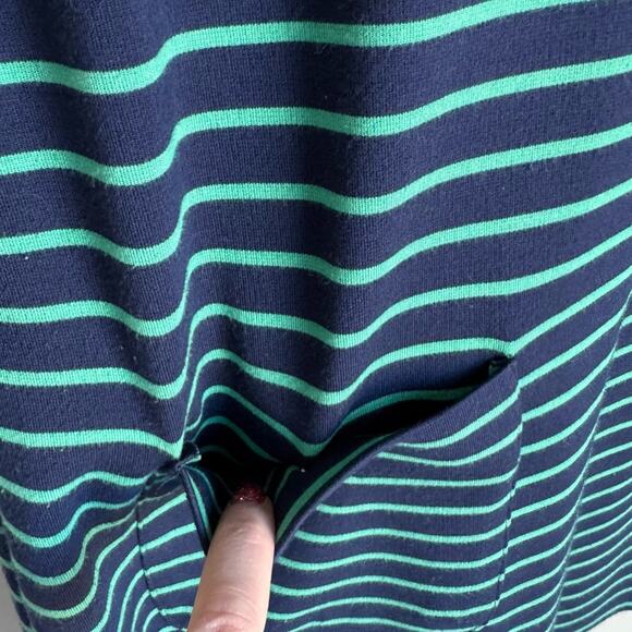 SAIL TO STABLE Nautical Green and Navy Shift Dress Oversize Buttons Coastal Boat - Picture 2 of 11